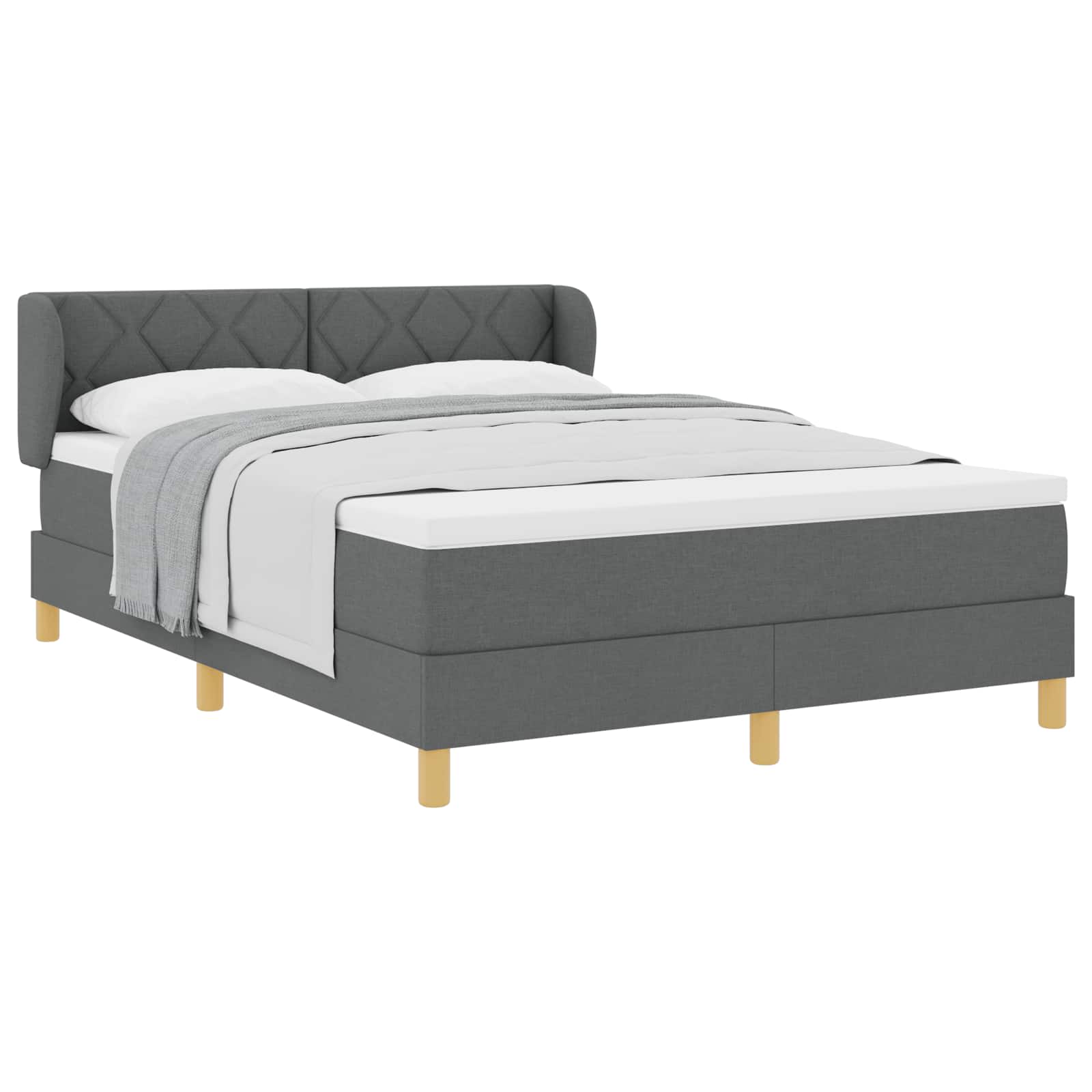 Boxspringbed met hoofdeinde Donkergrijs 140 x 200 cm Stof