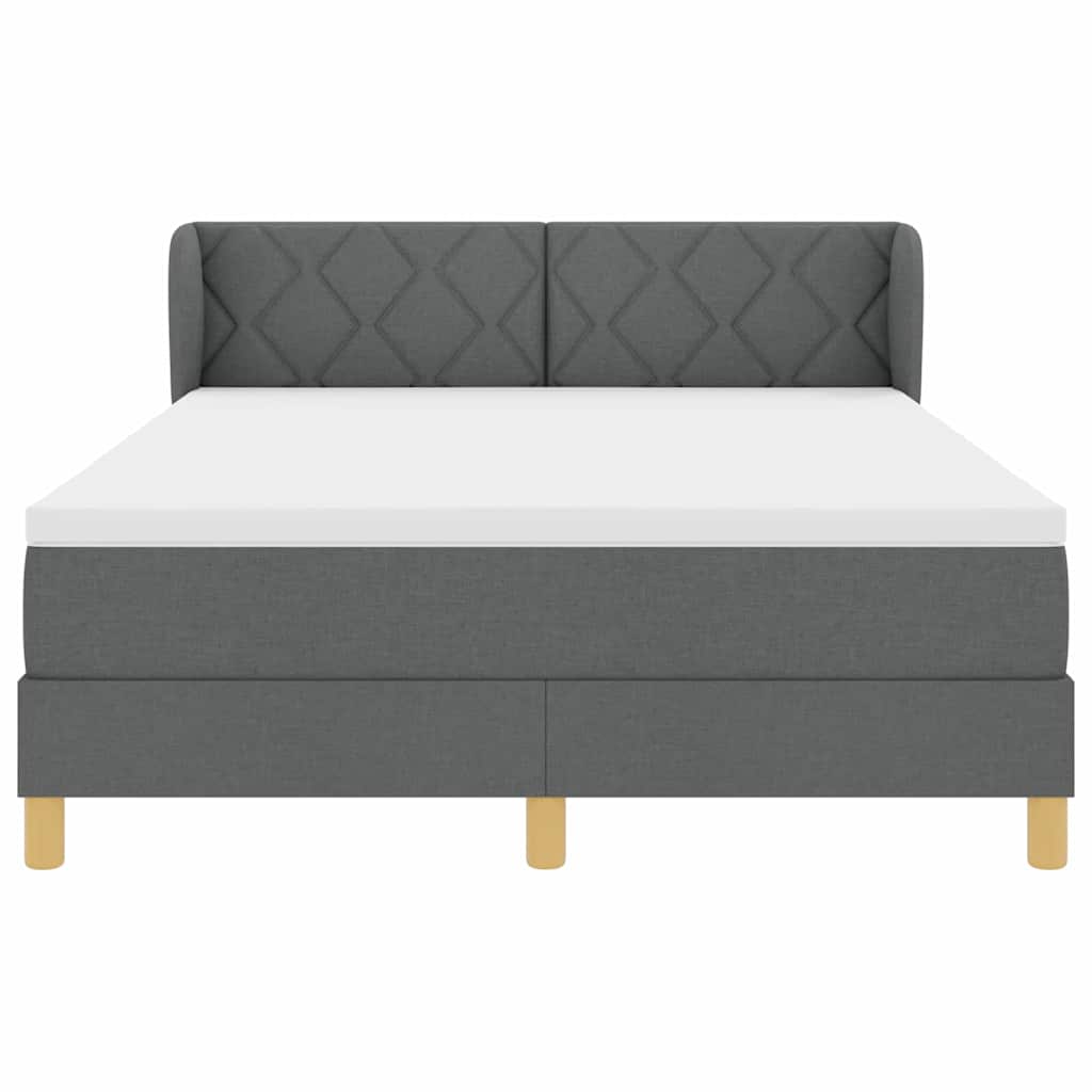 Boxspringbed met hoofdeinde Donkergrijs 140 x 200 cm Stof