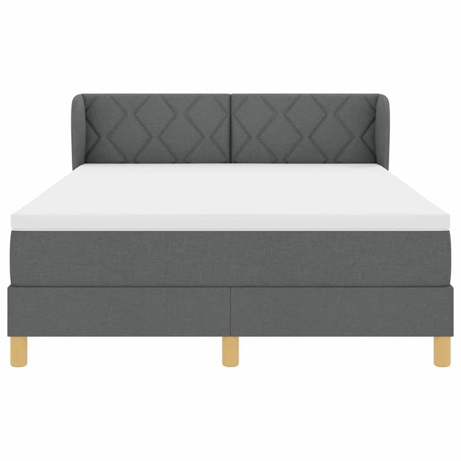 Boxspringbed met hoofdeinde Donkergrijs 140 x 200 cm Stof