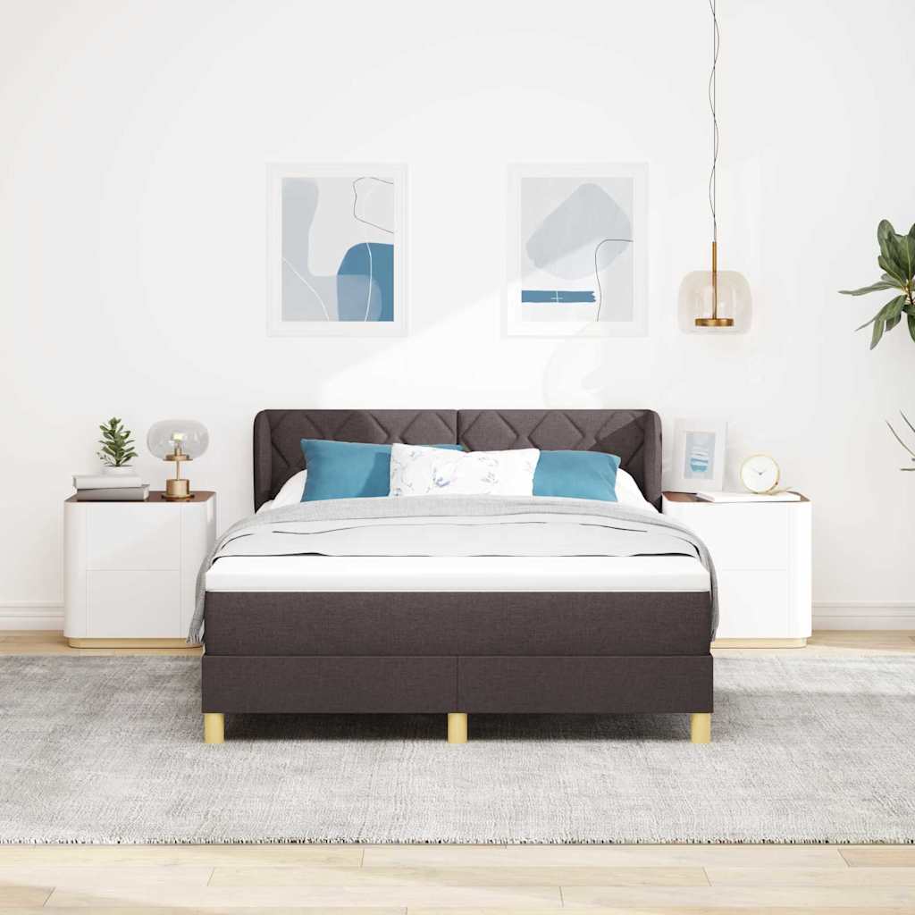 Boxspringbed met hoofdeinde Donkerbruin 140 x 200 cm Stof