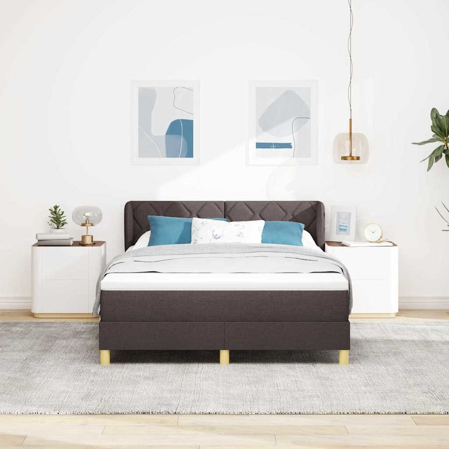 Boxspringbed met hoofdeinde Donkerbruin 140 x 200 cm Stof