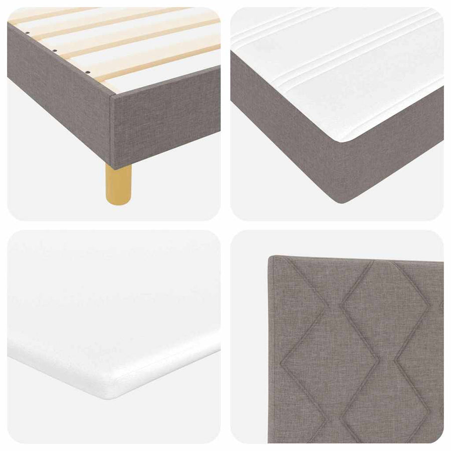 Boxspringbed met hoofdeinde Taupe 140 x 200 cm Stof