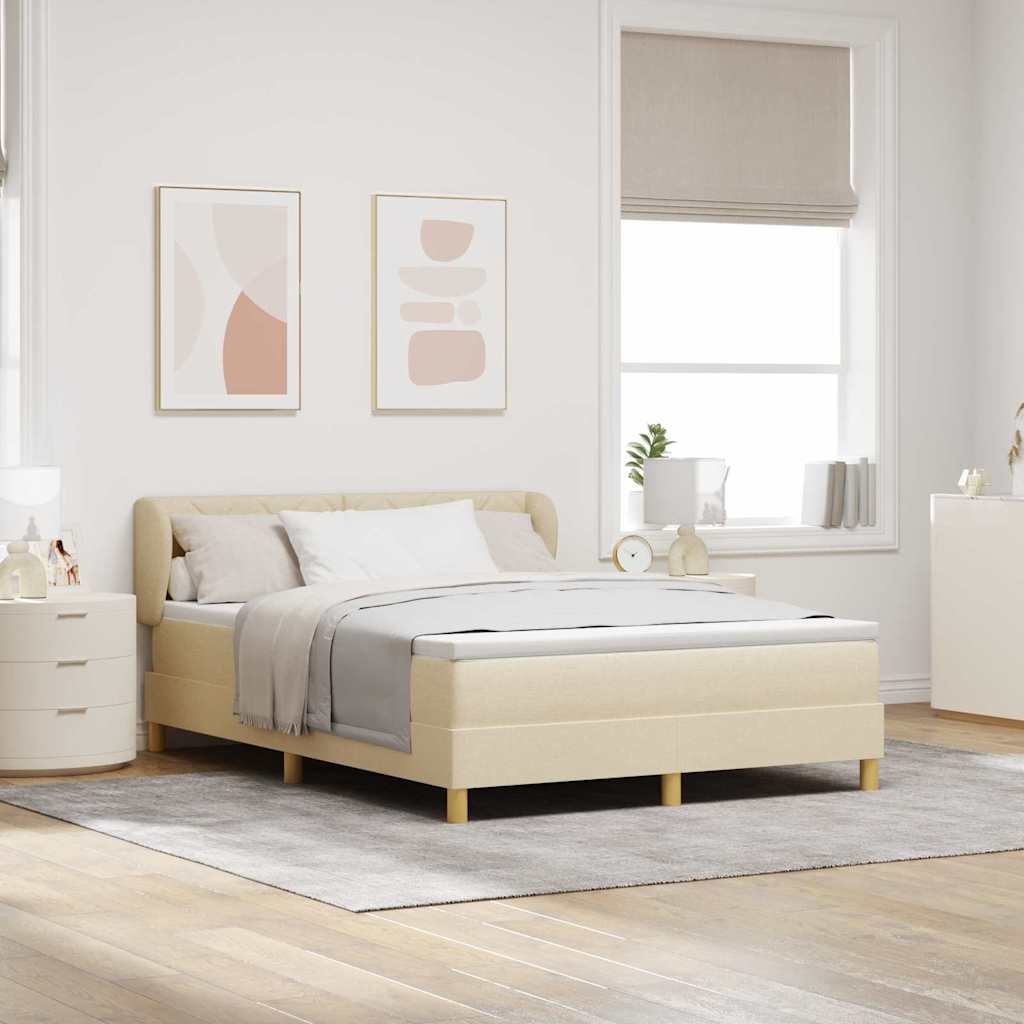 Boxspringbed met hoofdeinde Crème 140 x 200 cm Stof