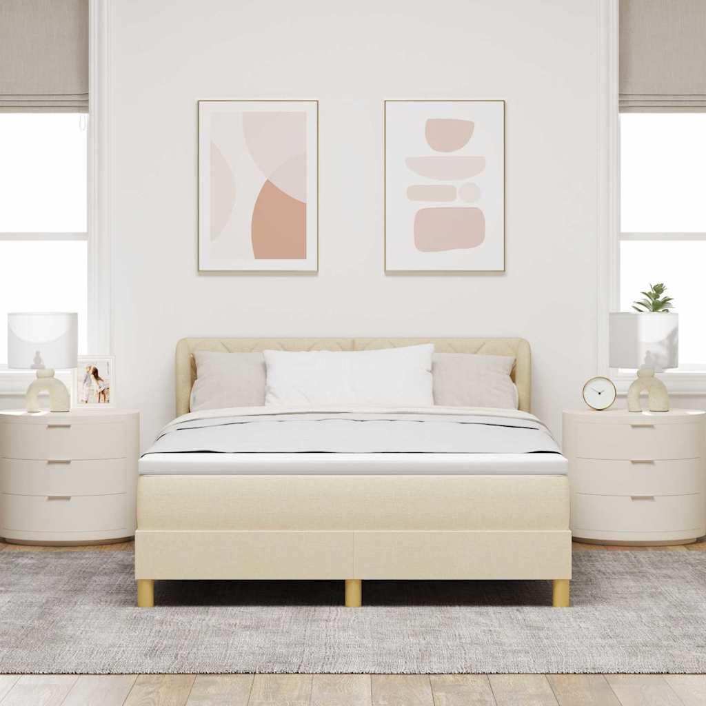 Boxspringbed met matras met hoofdeinde Crème 160 x 200 cm Stof