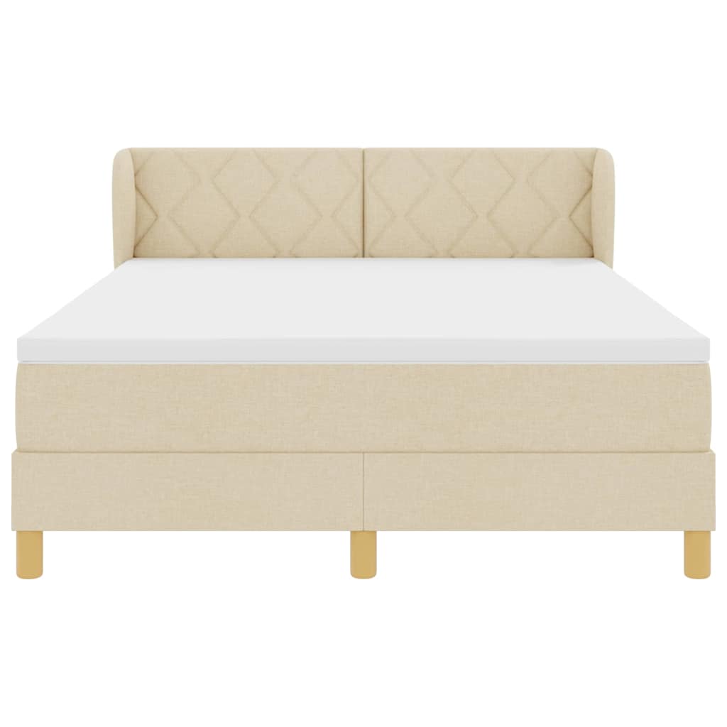 Boxspringbed met matras met hoofdeinde Crème 160 x 200 cm Stof