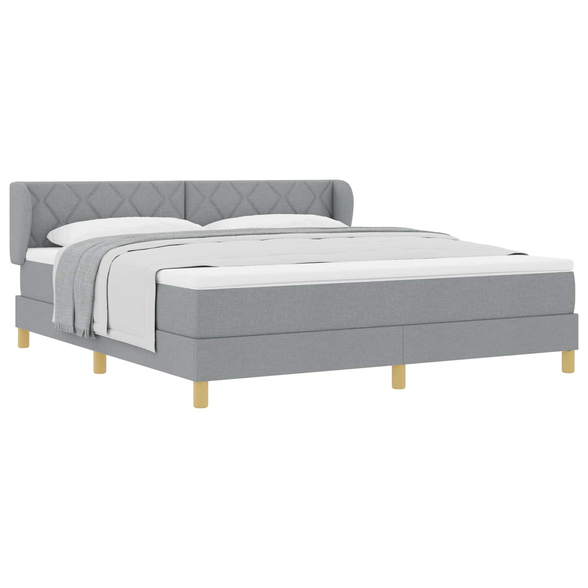 Boxspringbed met hoofdeinde Lichtgrijs 180 x 200 cm Stof