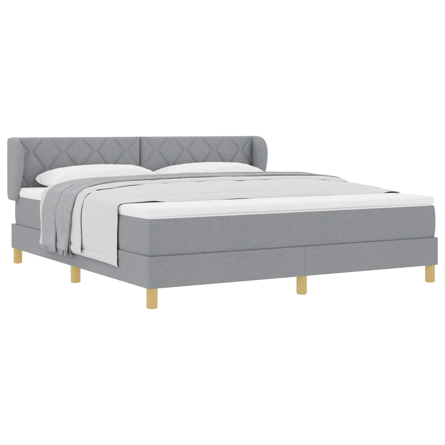 Boxspringbed met hoofdeinde Lichtgrijs 180 x 200 cm Stof