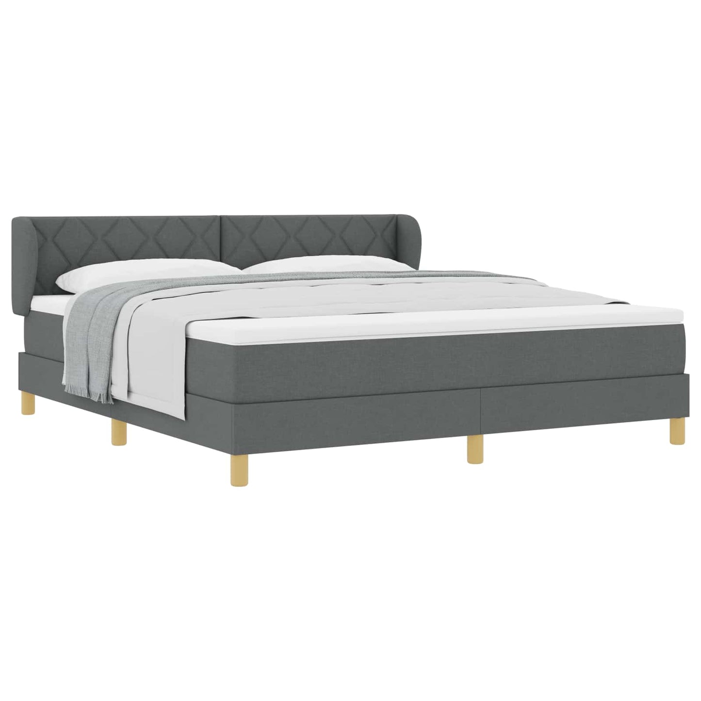 Boxspringbed met hoofdeinde Donkergrijs 180 x 200 cm Stof
