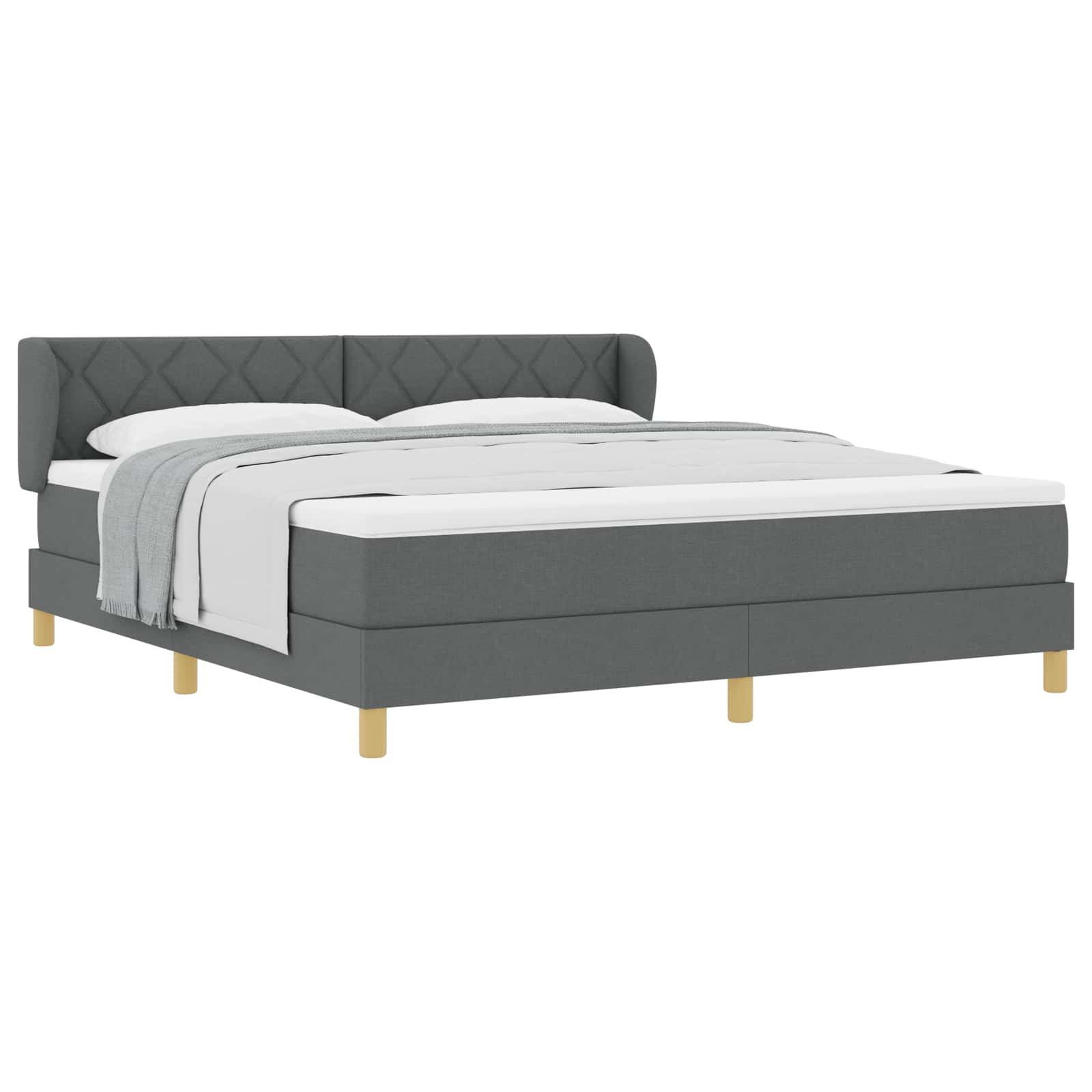 Boxspringbed met hoofdeinde Donkergrijs 180 x 200 cm Stof