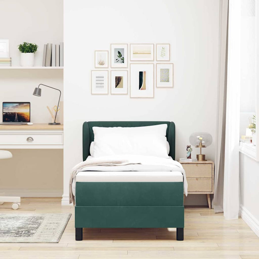 Boxspringbed met matras Donkergroen 80 x 200 cm Fluweel