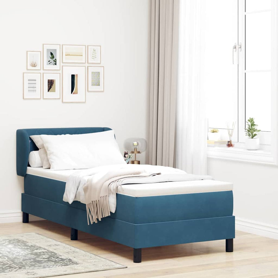 Boxspringbed met matras fluweel donkerblauw 80x200 cm