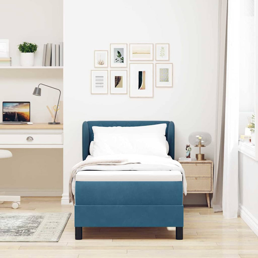 Boxspringbed met matras fluweel donkerblauw 80x200 cm