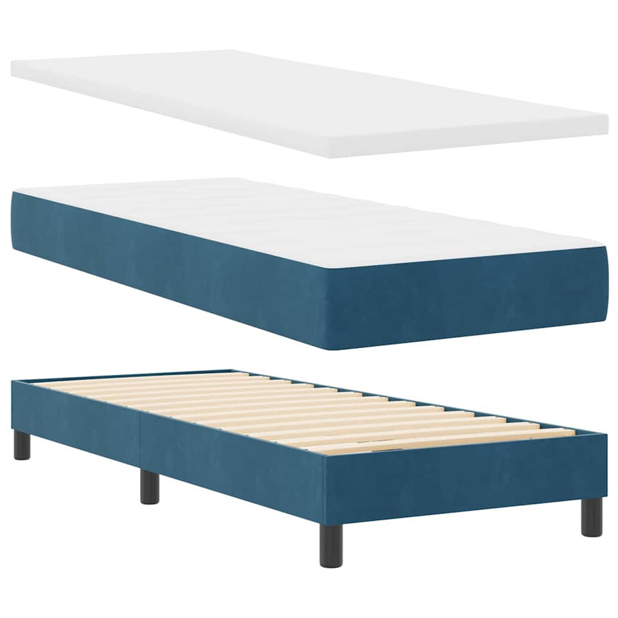 Boxspringbed met matras fluweel donkerblauw 80x200 cm