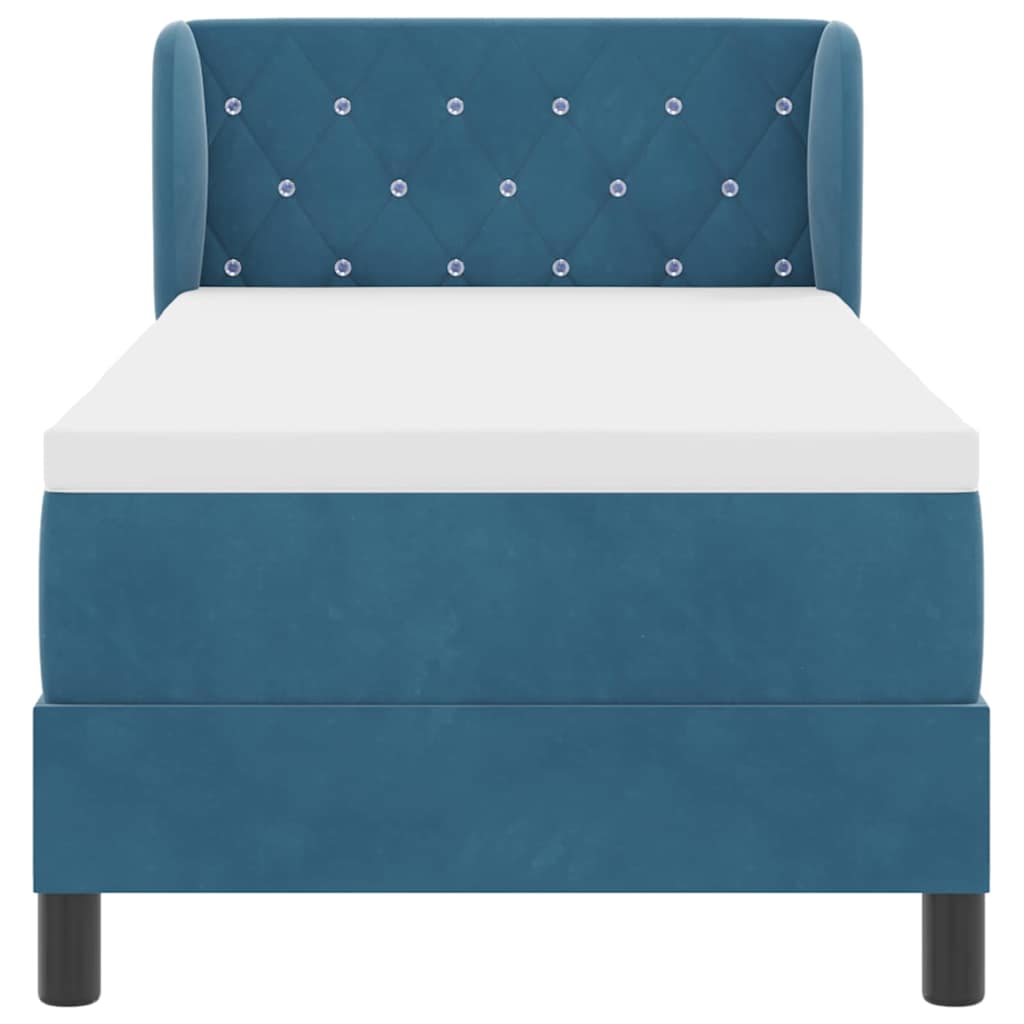 Boxspringbed met matras fluweel donkerblauw 80x200 cm