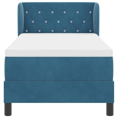 Boxspringbed met matras fluweel donkerblauw 80x200 cm
