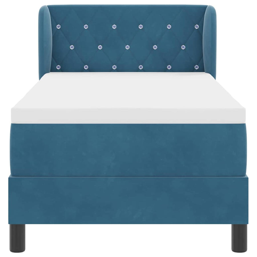 Boxspringbed met matras fluweel donkerblauw 80x200 cm