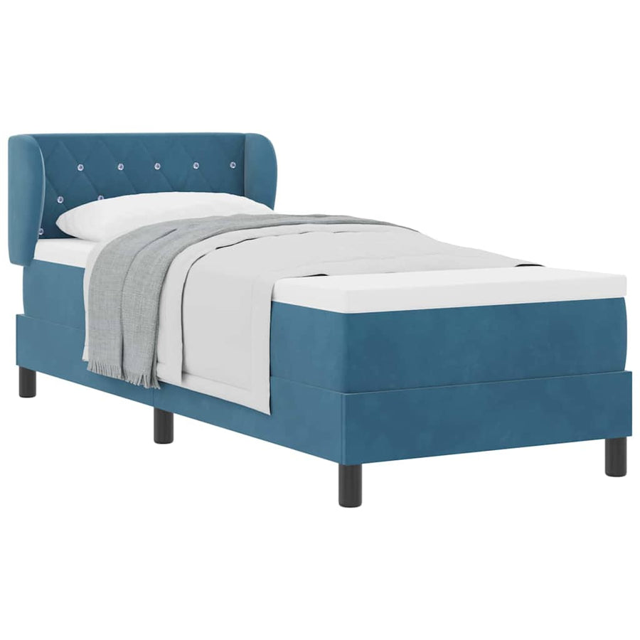 Boxspringbed met matras fluweel donkerblauw 80x200 cm