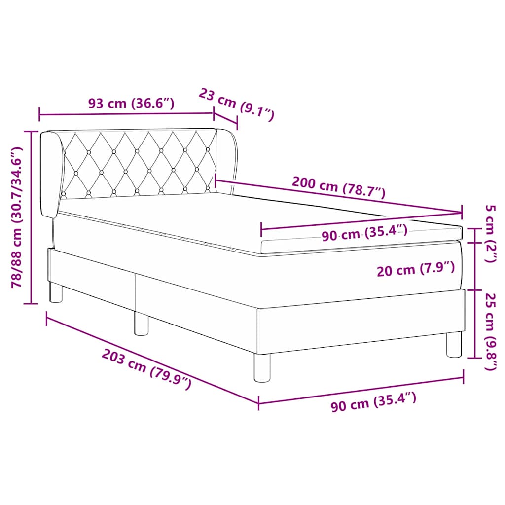 Boxspringbed met hoofdeinde Roze 90 x 200 cm Fluweel