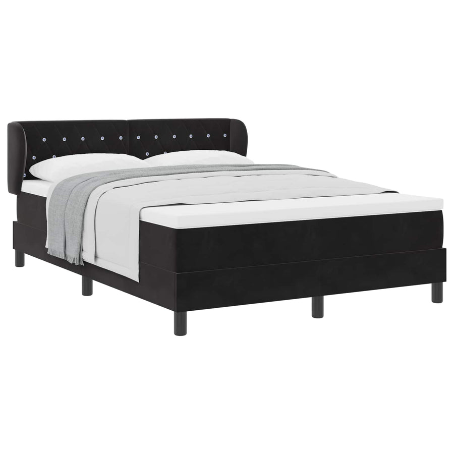 Boxspringbed met hoofdeinde Zwart 140 x 190 cm Fluweel