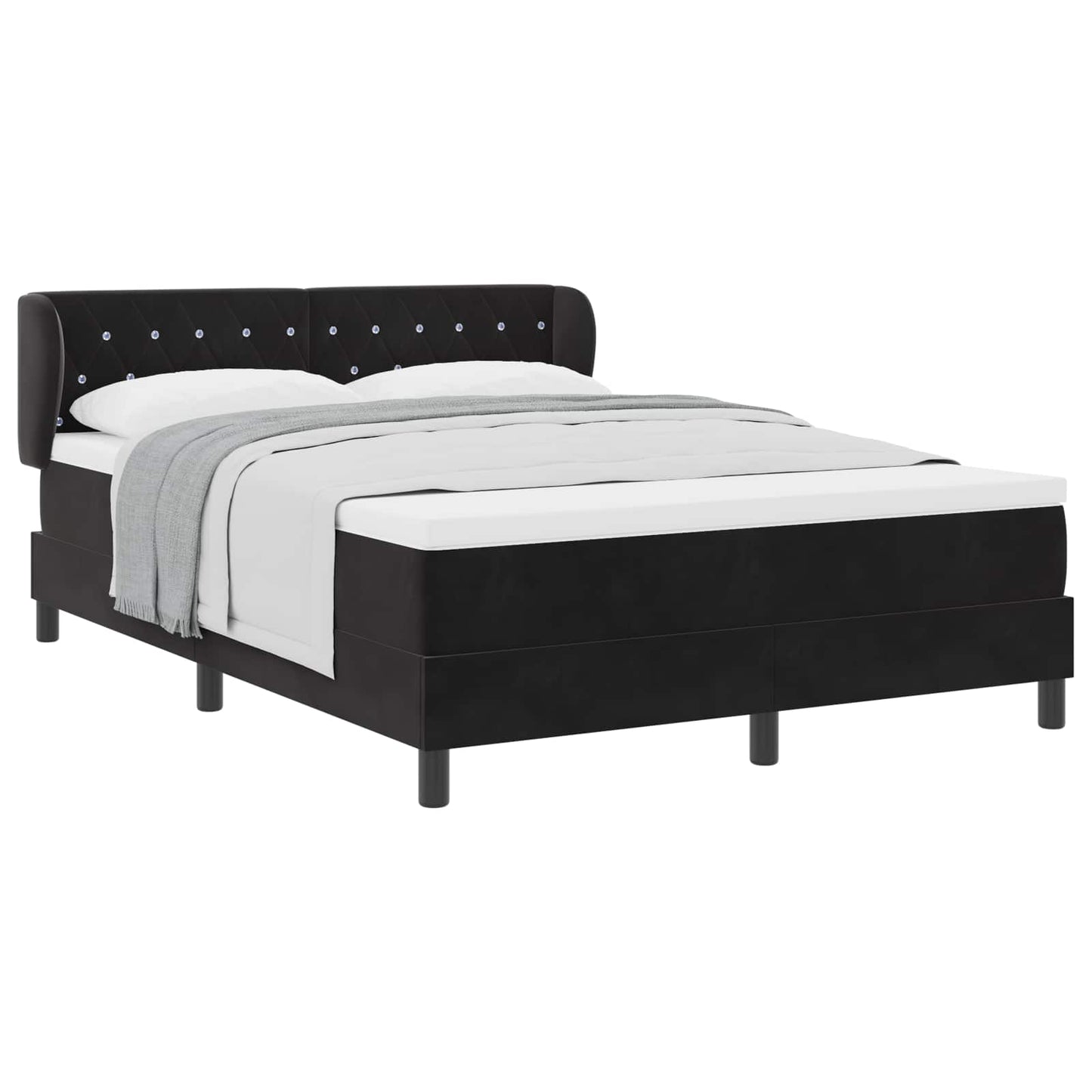 Boxspringbed met hoofdeinde Zwart 160 x 200 cm Fluweel