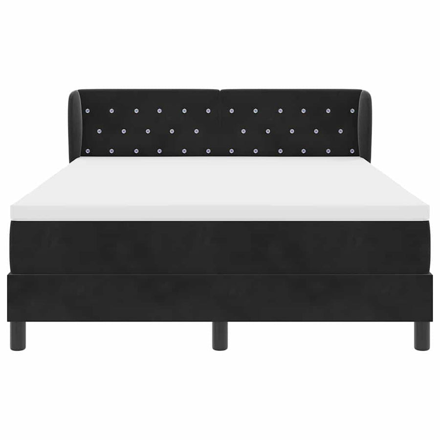 Boxspringbed met hoofdeinde Zwart 160 x 200 cm Fluweel