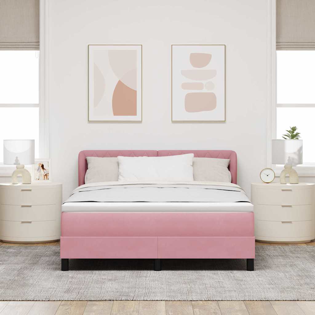 Boxspringbed met hoofdeinde Roze 160 x 200 cm Fluweel