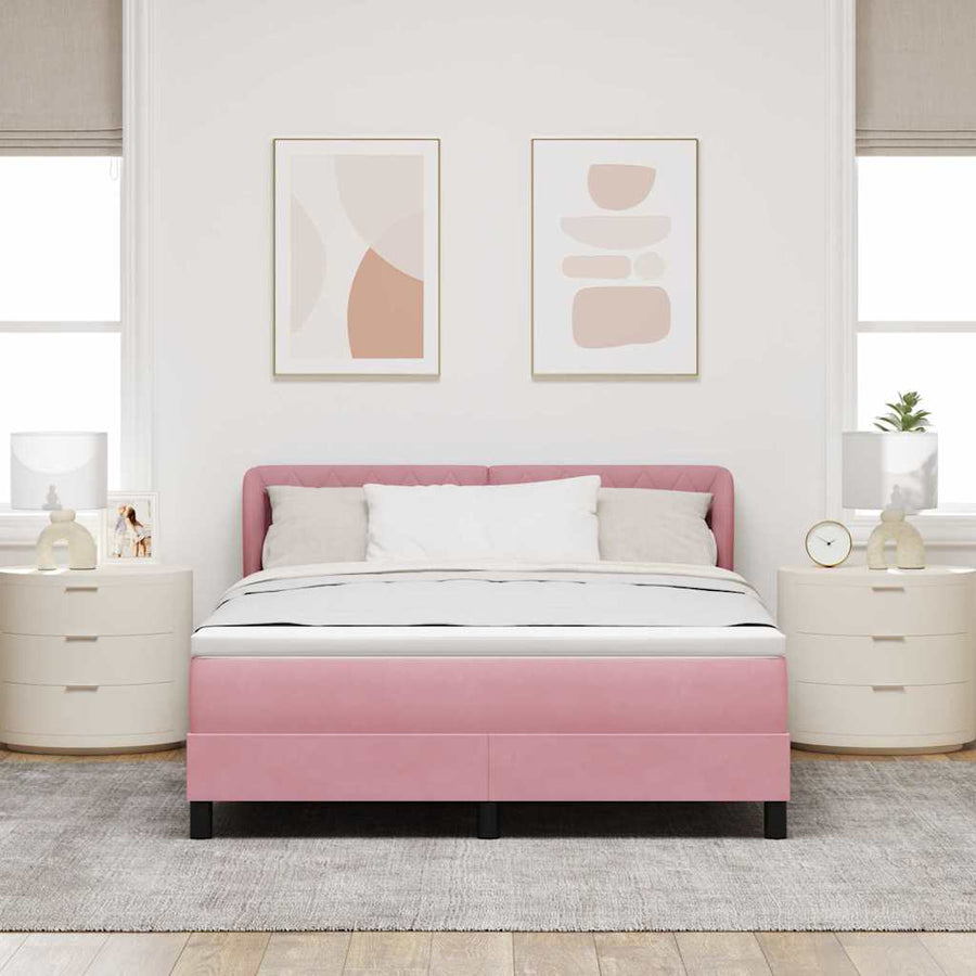 Boxspringbed met hoofdeinde Roze 160 x 200 cm Fluweel