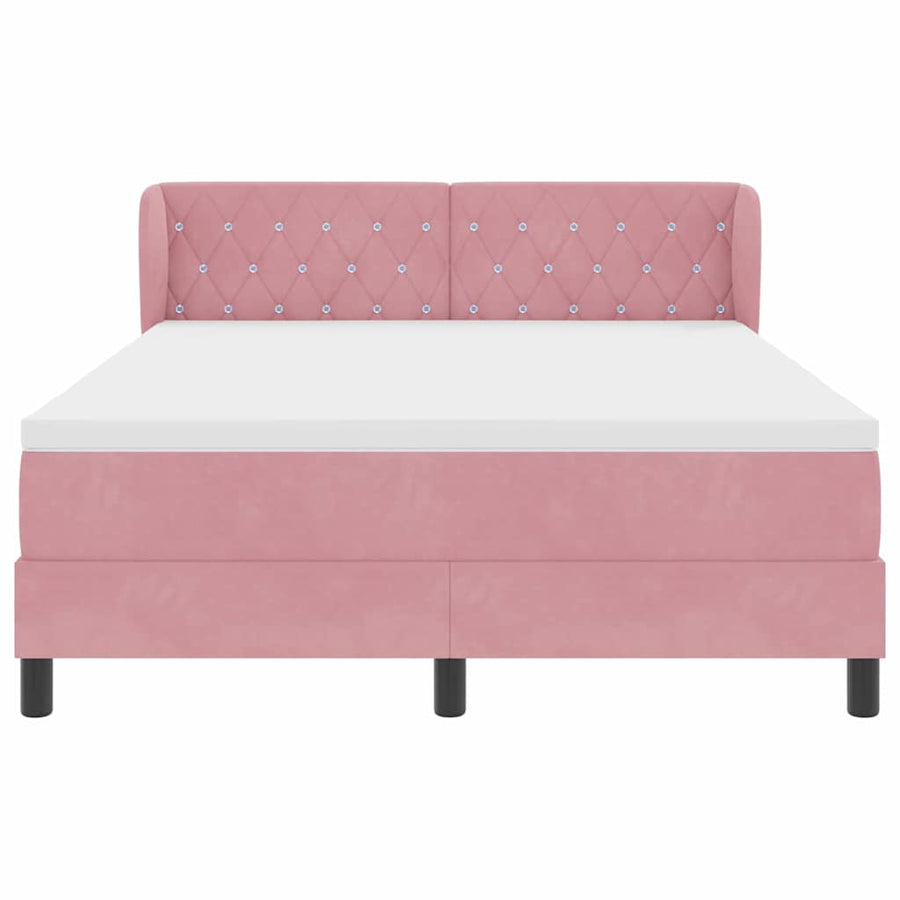 Boxspringbed met hoofdeinde Roze 160 x 200 cm Fluweel