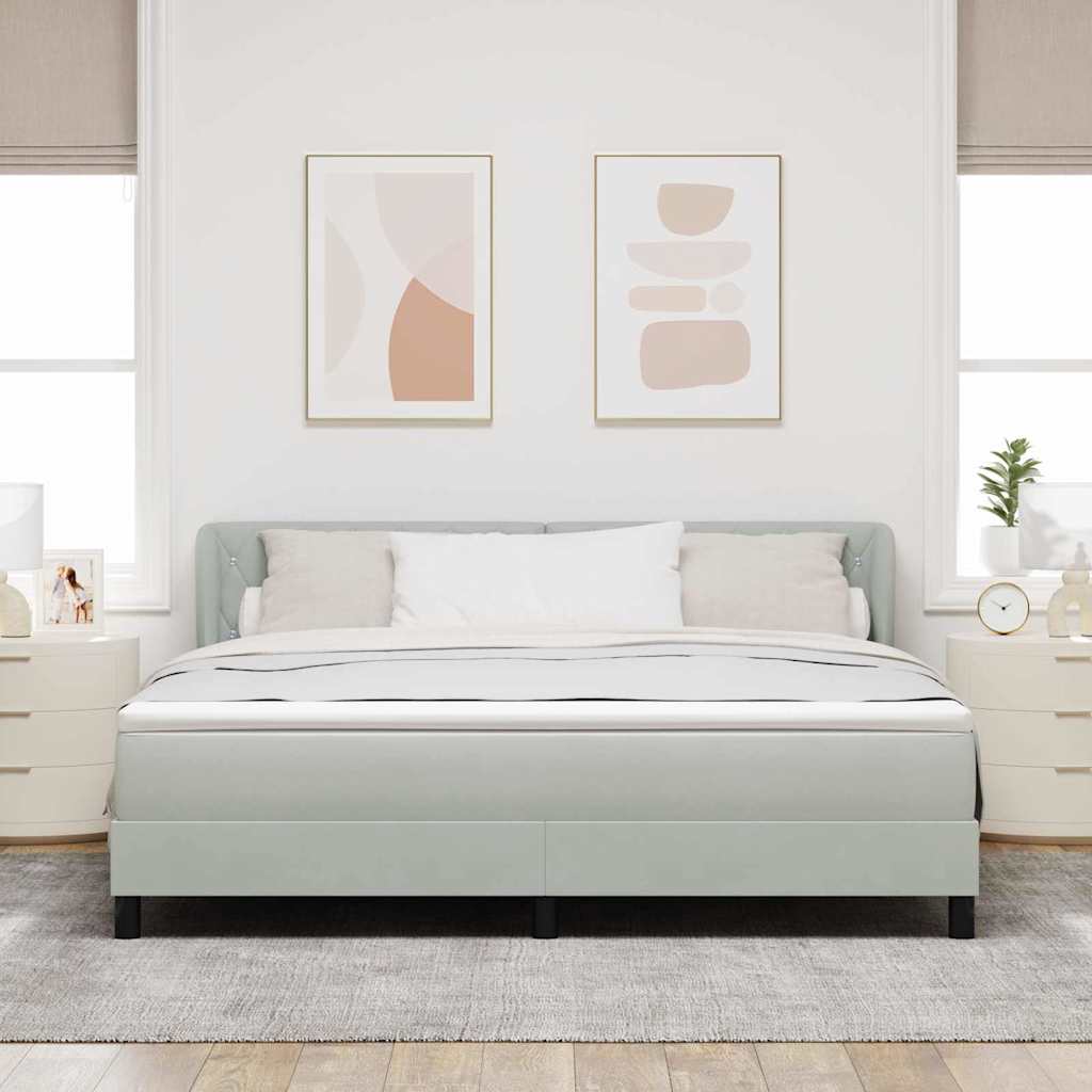 Boxspringbed met hoofdeinde Lichtgrijs 180 x 200 cm Fluweel