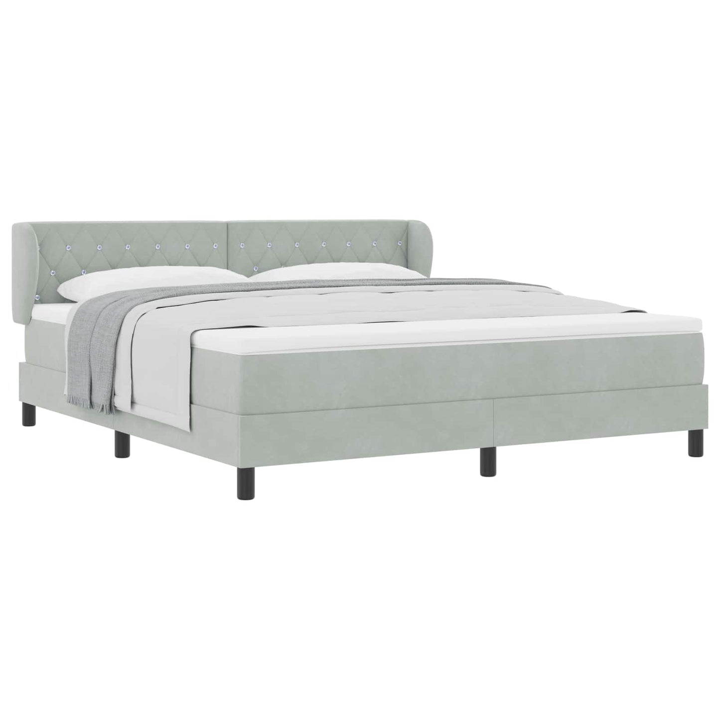 Boxspringbed met hoofdeinde Lichtgrijs 180 x 200 cm Fluweel