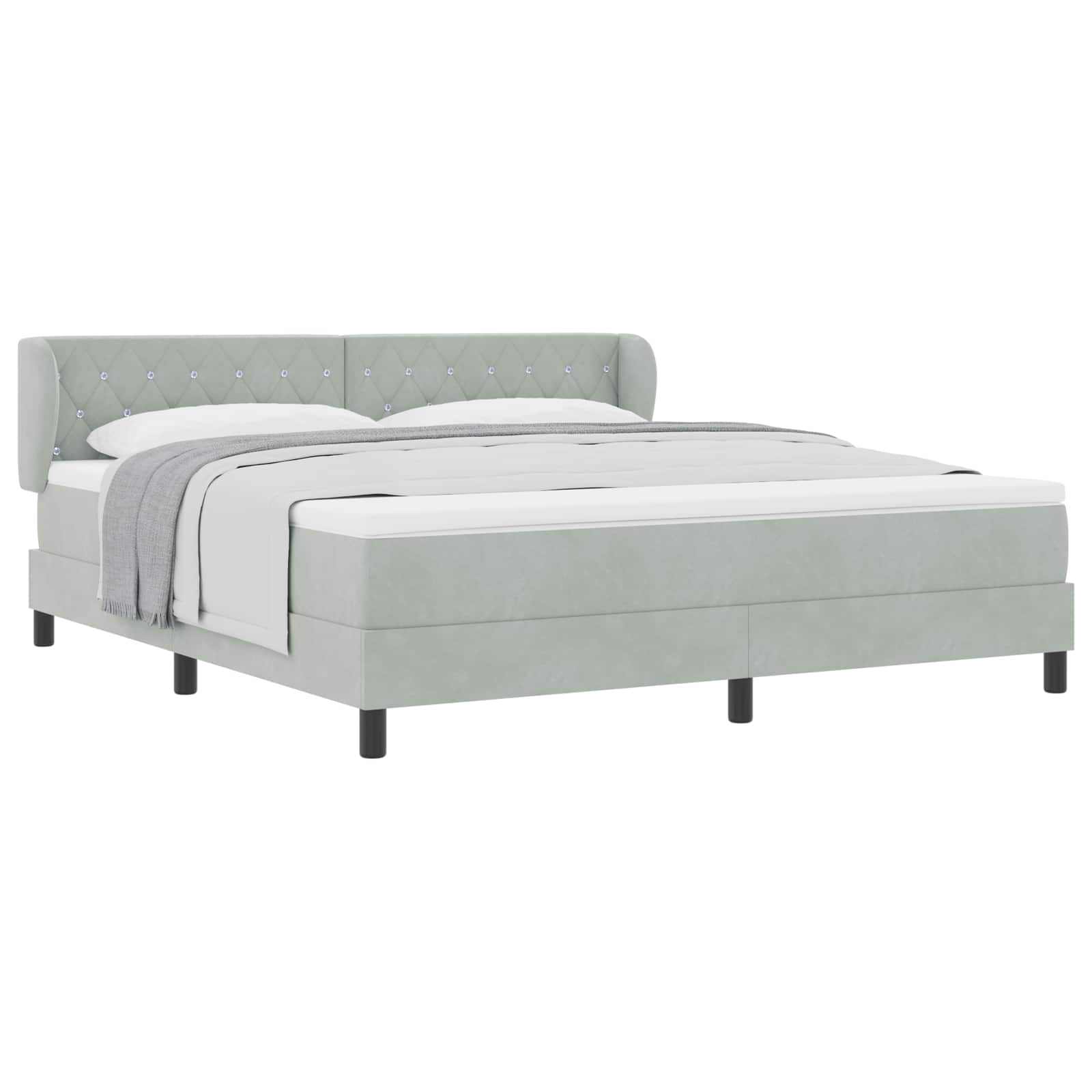 Boxspringbed met hoofdeinde Lichtgrijs 180 x 200 cm Fluweel