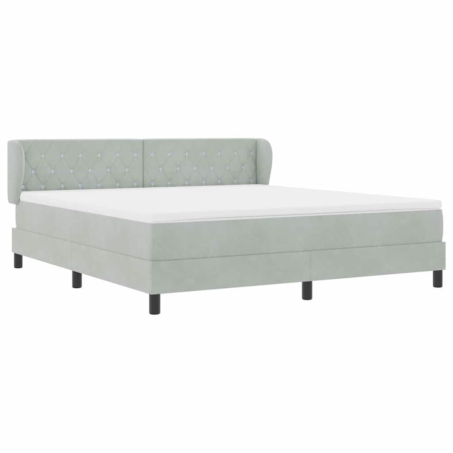 Boxspringbed met hoofdeinde Lichtgrijs 180 x 200 cm Fluweel
