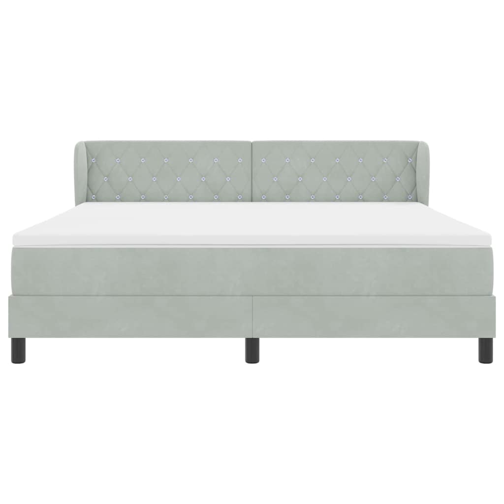 Boxspringbed met hoofdeinde Lichtgrijs 180 x 200 cm Fluweel