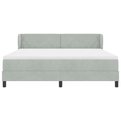 Boxspringbed met hoofdeinde Lichtgrijs 180 x 200 cm Fluweel