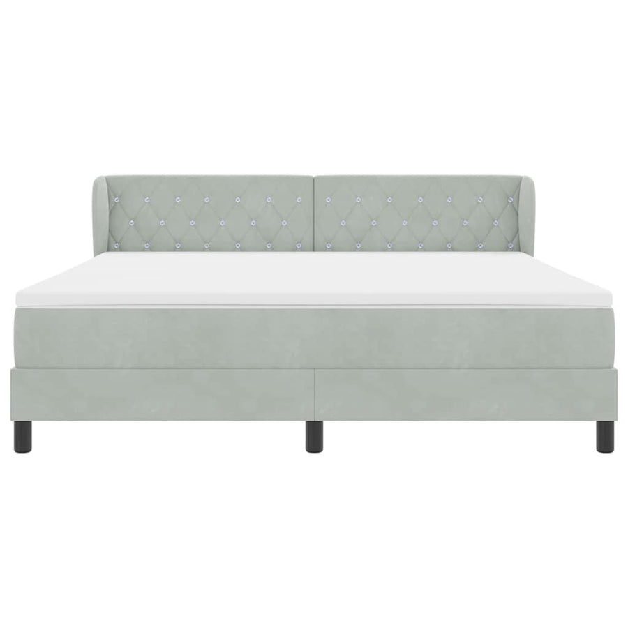 Boxspringbed met hoofdeinde Lichtgrijs 180 x 200 cm Fluweel
