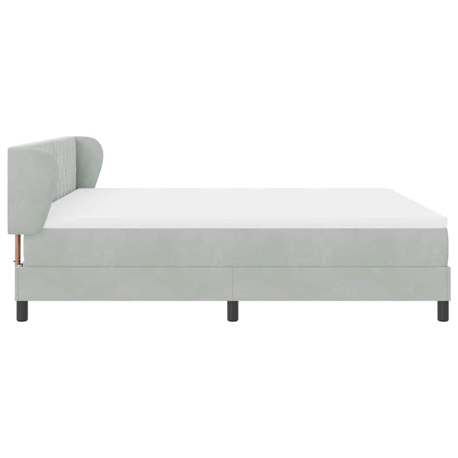 Boxspringbed met hoofdeinde Lichtgrijs 180 x 200 cm Fluweel