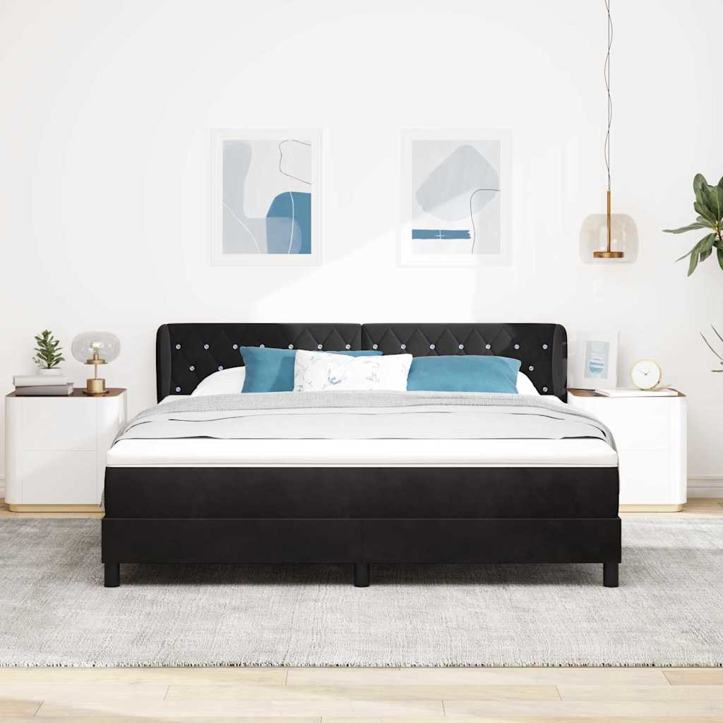 Boxspringbed met hoofdeinde Zwart 180 x 200 cm Fluweel