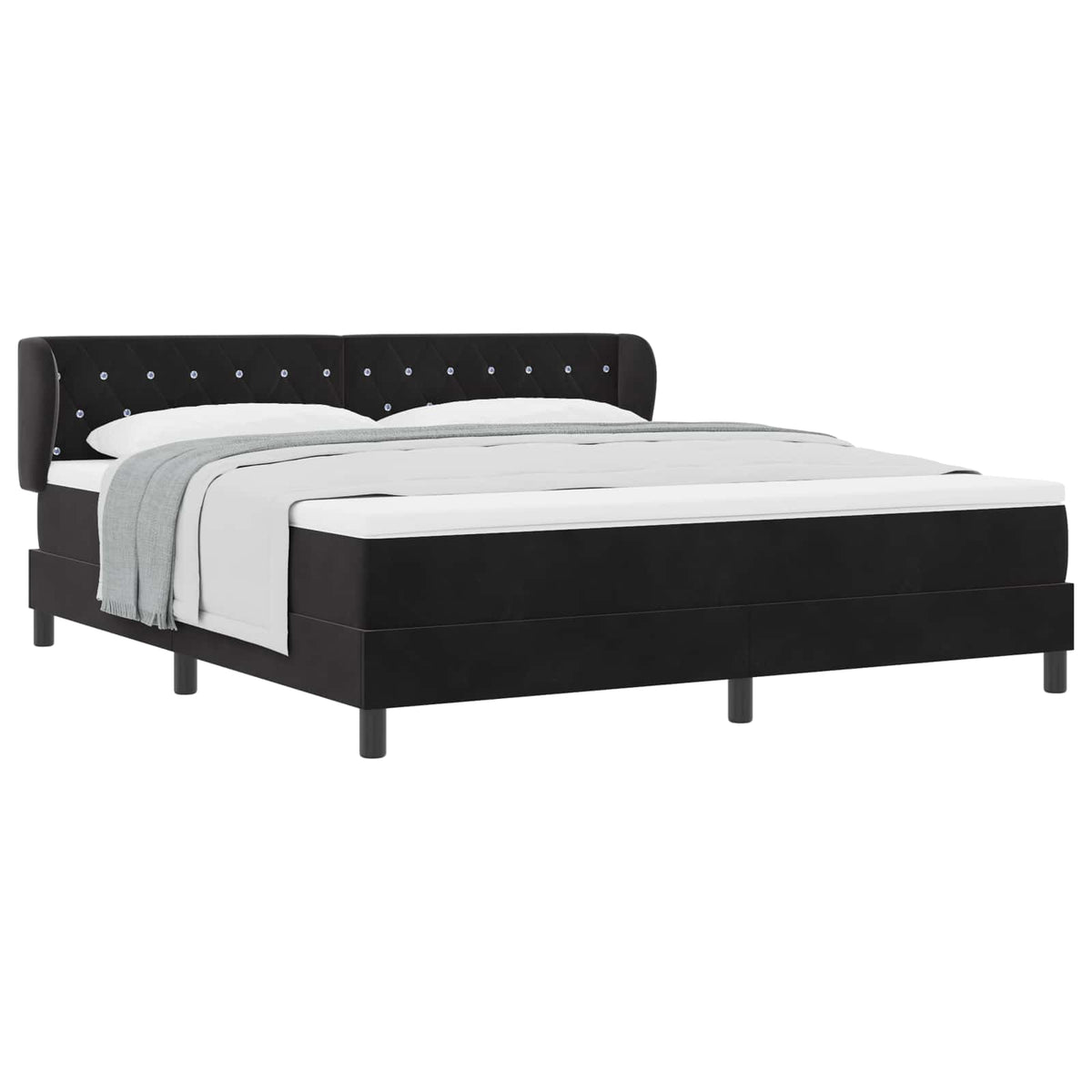 Boxspringbed met hoofdeinde Zwart 180 x 200 cm Fluweel
