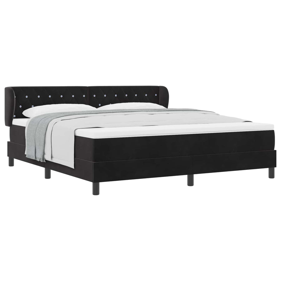 Boxspringbed met hoofdeinde Zwart 180 x 200 cm Fluweel