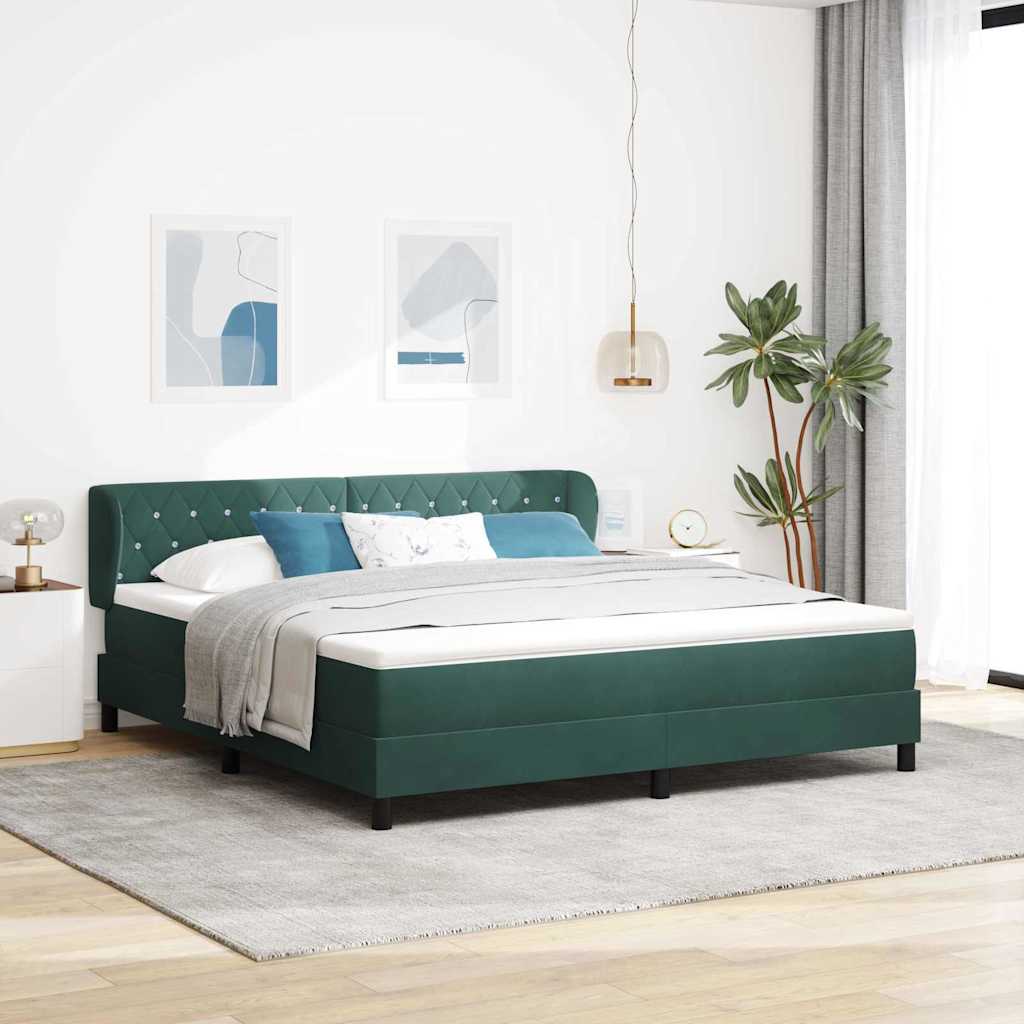 Boxspringbed met hoofdeinde Donkergroen 180 x 200 cm Fluweel
