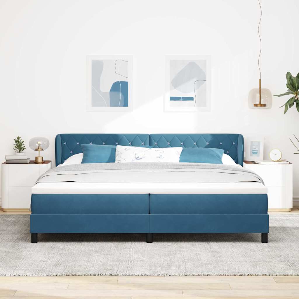 Boxspringbed met matras Donkerblauw 200 x 200 cm Fluweel