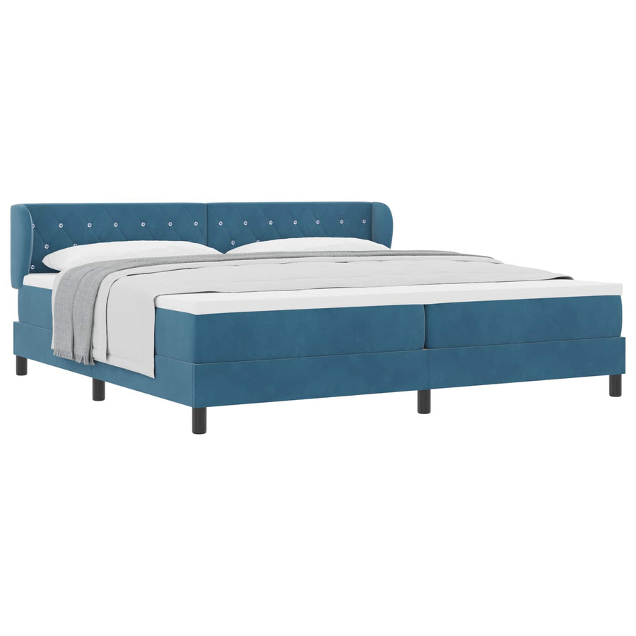 Boxspringbed met matras Donkerblauw 200 x 200 cm Fluweel