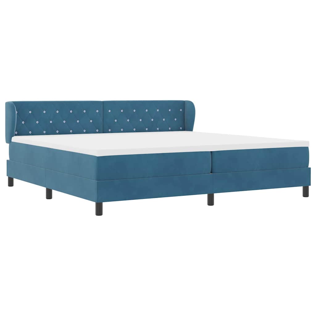 Boxspringbed met matras Donkerblauw 200 x 200 cm Fluweel