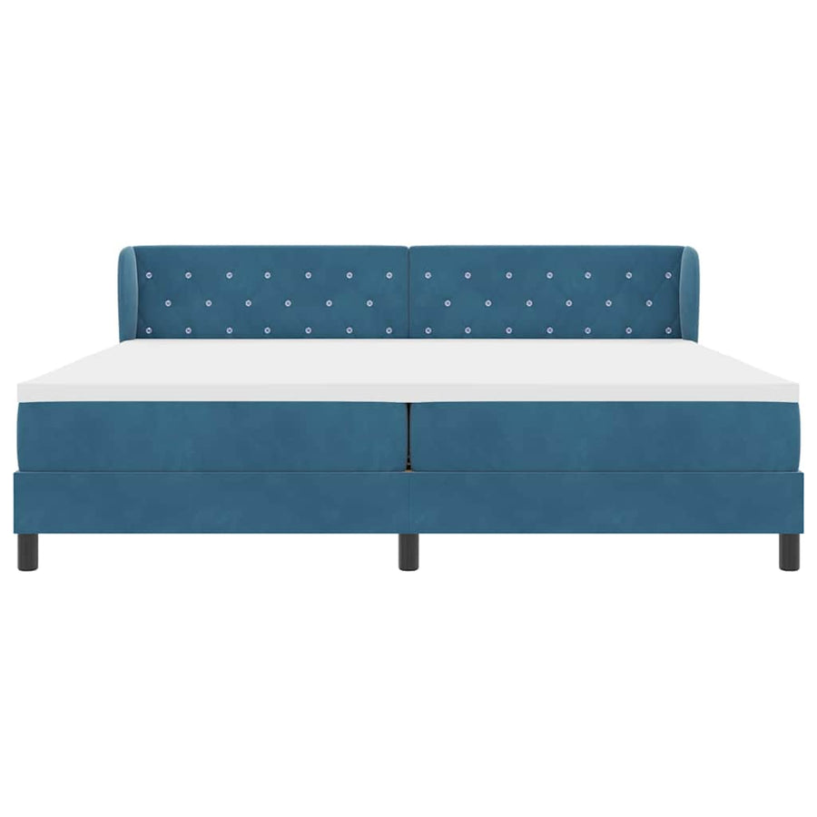 Boxspringbed met matras Donkerblauw 200 x 200 cm Fluweel