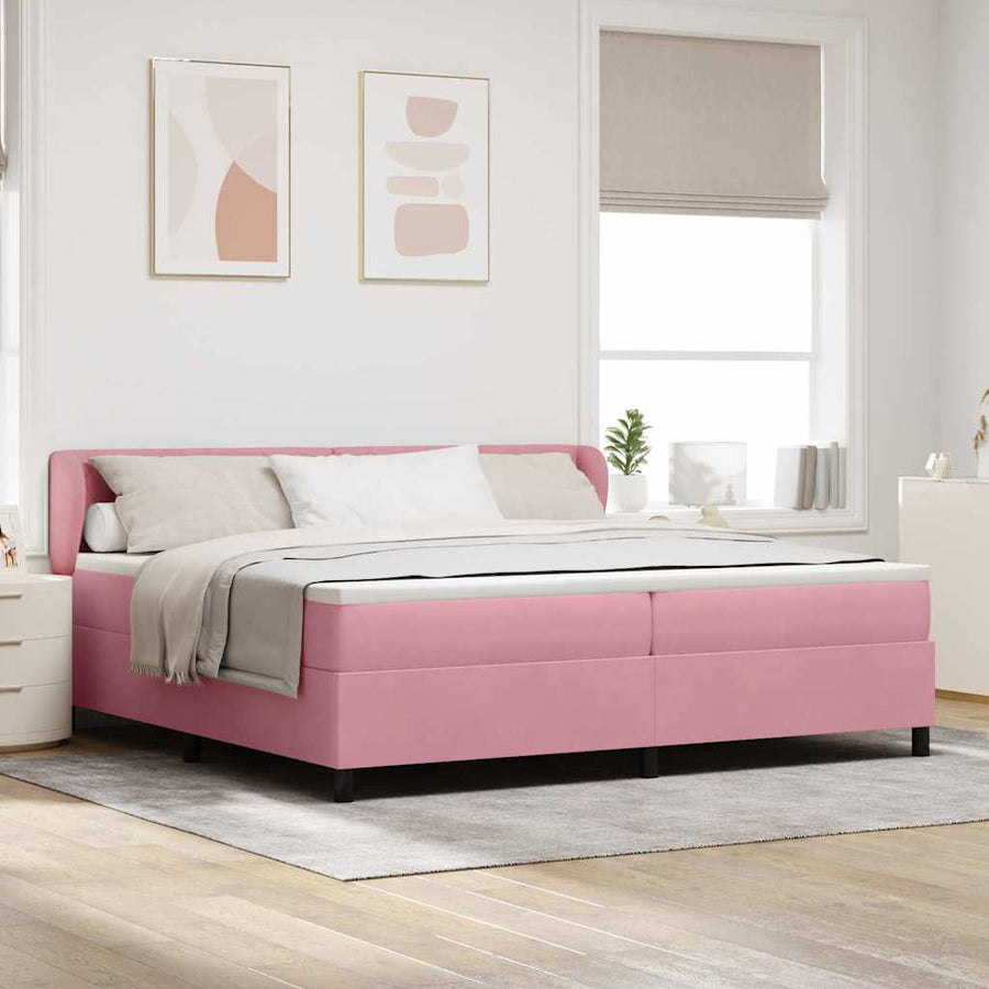 Boxspringbed met hoofdeinde Roze 200 x 200 cm Fluweel