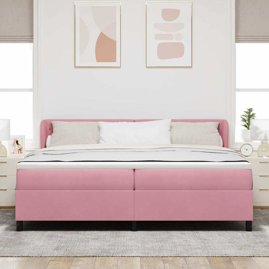 Boxspringbed met hoofdeinde Roze 200 x 200 cm Fluweel
