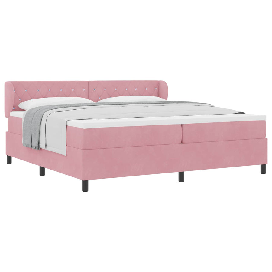 Boxspringbed met hoofdeinde Roze 200 x 200 cm Fluweel