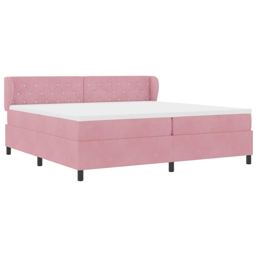 Boxspringbed met hoofdeinde Roze 200 x 200 cm Fluweel