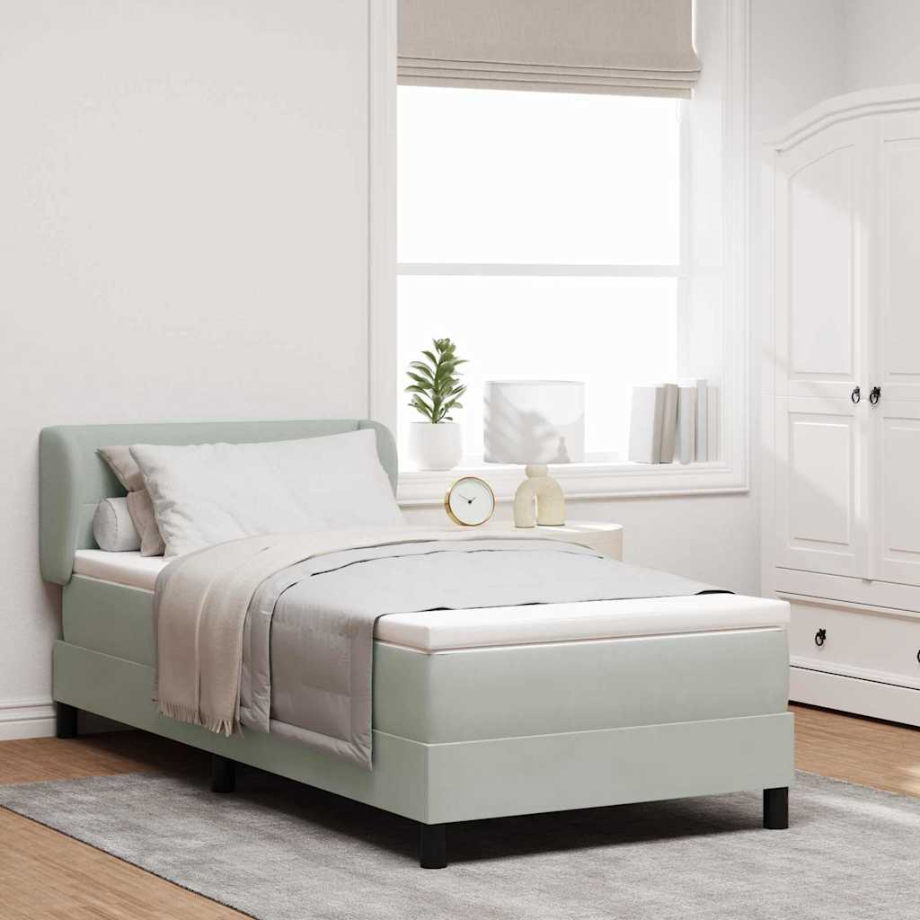 Boxspringbed met hoofdeinde Lichtgrijs 80 x 200 cm Fluweel