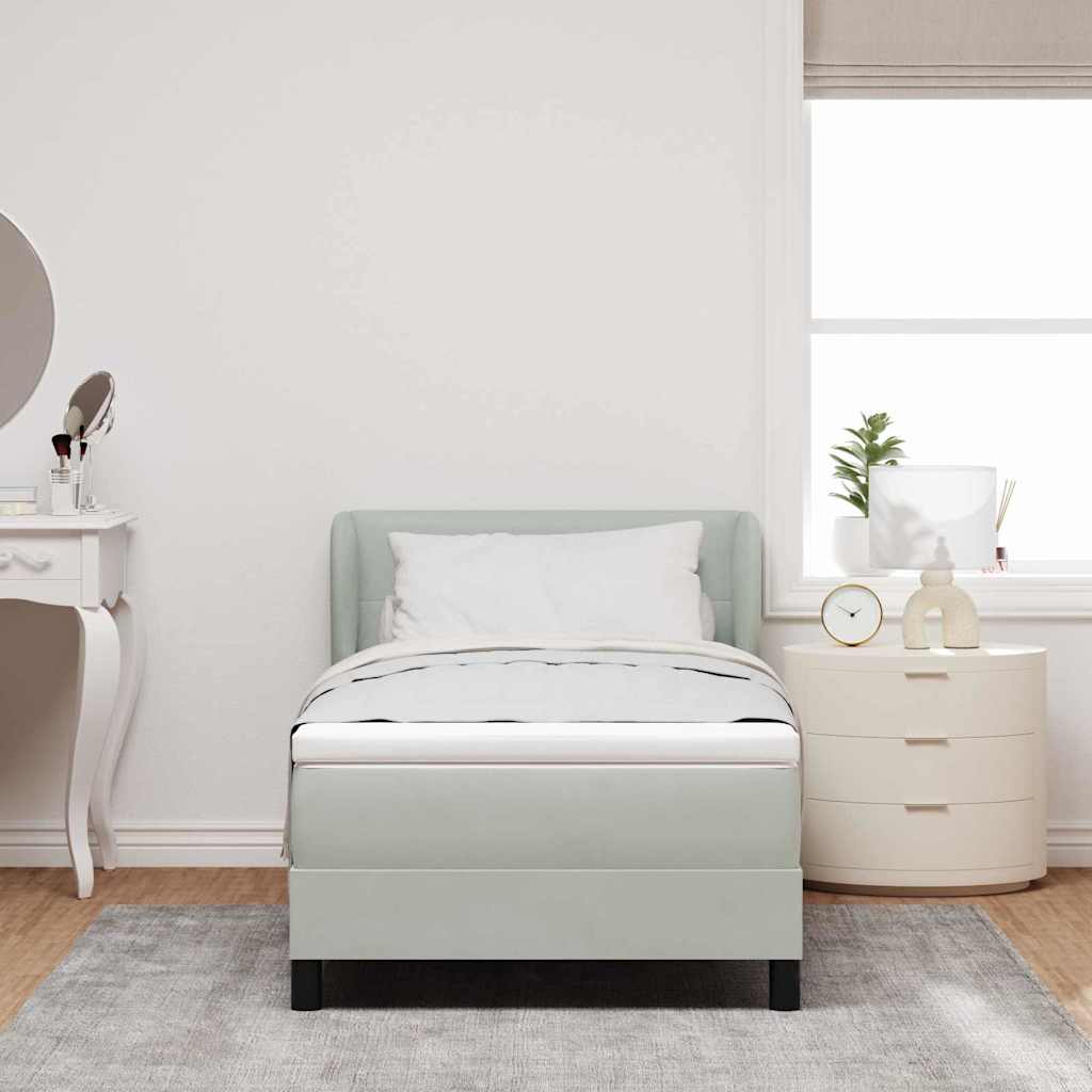 Boxspringbed met hoofdeinde Lichtgrijs 80 x 200 cm Fluweel
